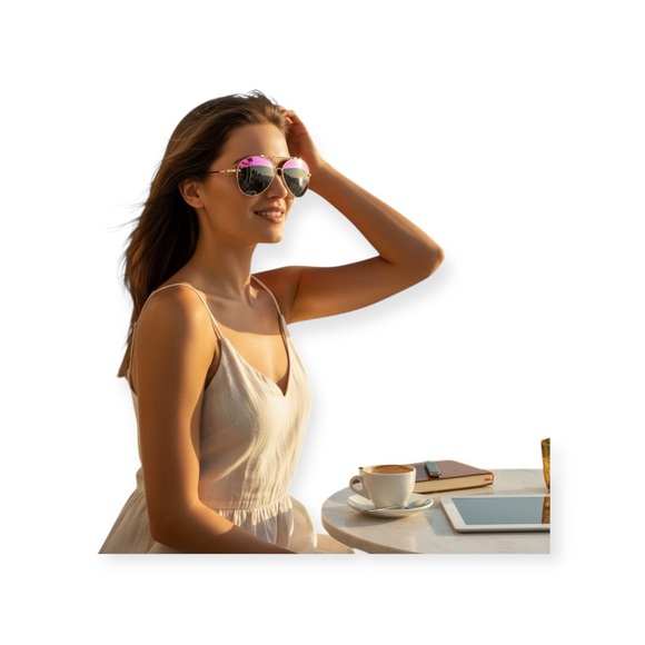 new AQS ☺︎︎ Oversized Aviator Shades Sunnies Sunglasses ☺︎︎ Pink with Gold Frame - Picture 12 of 16